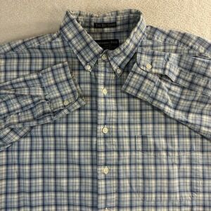 Vintage Abercrombie Fitch The Big Shirt Men L Blue Plaid Button Casual Y2K